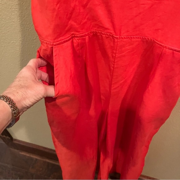 Cynthia Rowley 100% Linen Wide Leg Cropped Romper Jumpsuit, size 4, Orange - Picture 6 of 11